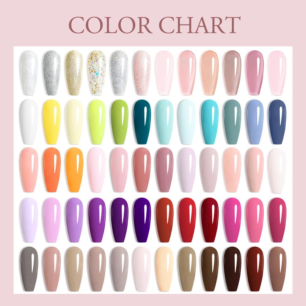 VENALISA VIP5 Gel Nail Polish Set - 65 Pcs Soak Off UV LED Gel Polish Kit with Color Book | Pure Jelly & Glitter Nail Colors for Salon & DIY Home Manicure | Perfect for Nail Art, Parties, Weddings & Gift Giving