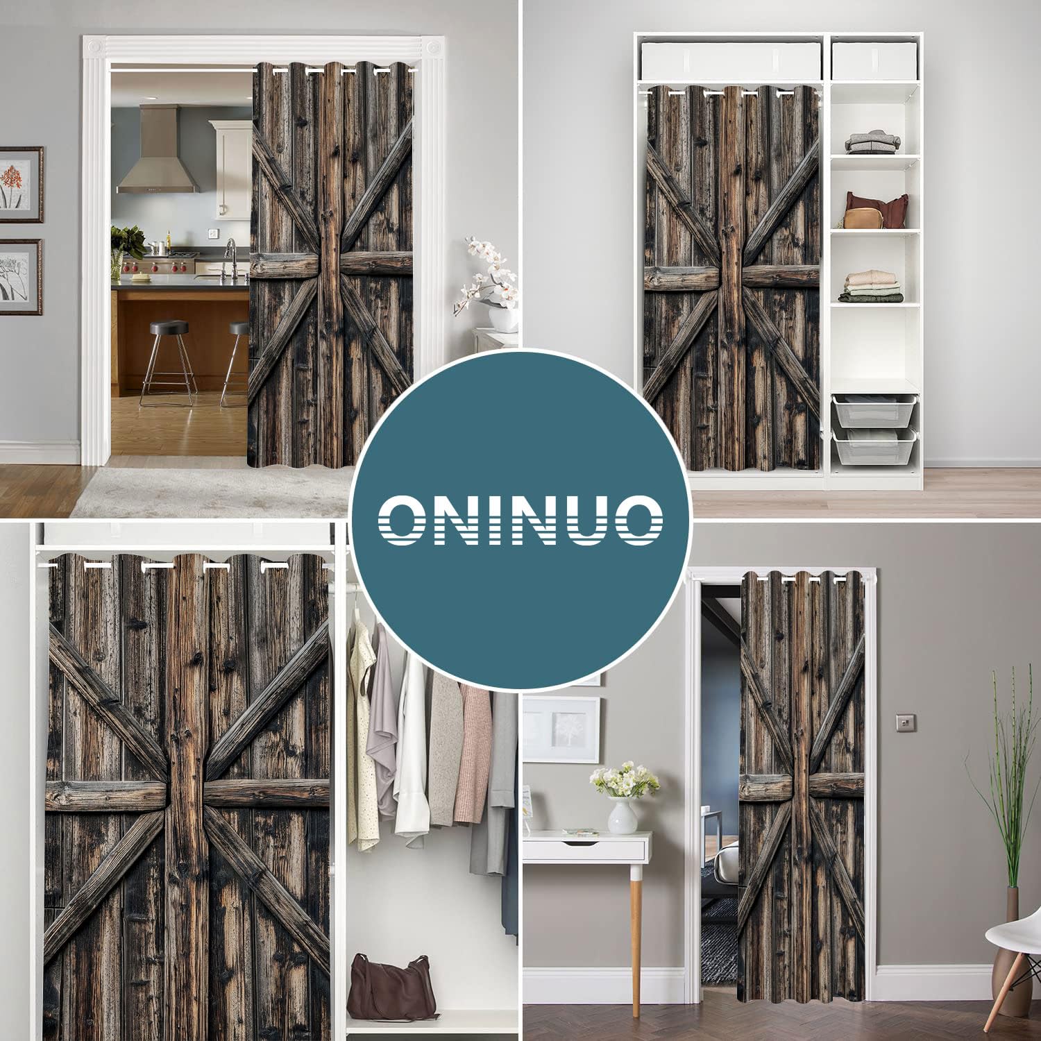 Rustic Wooden Barn Door Curtains - 42
