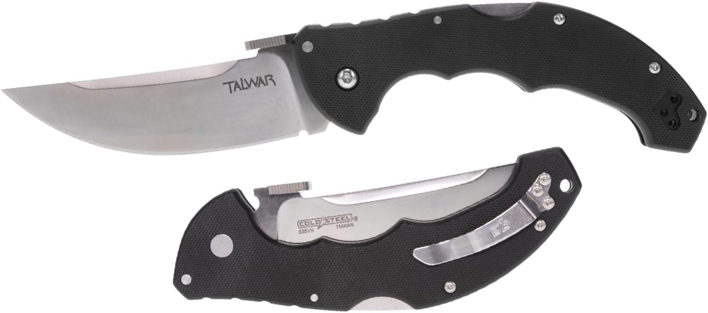 Cold Steel CS 21TTL Talwar Folding Knife - 4 Inch Satin Finish Blade with Tri-Ad Lock - Perfect for Outdoor Camping, Hunting & Everyday Carry (EDC)