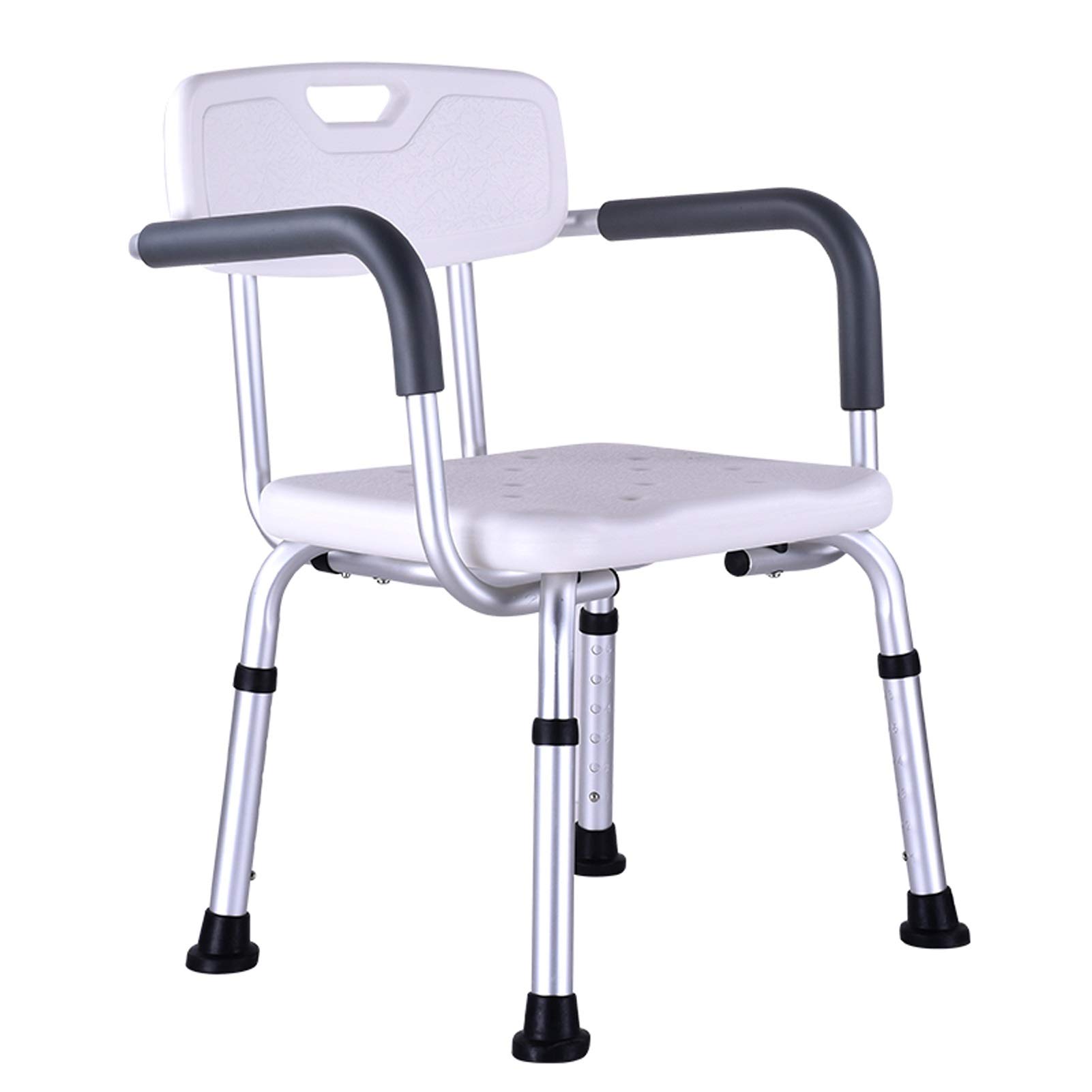 **Adjustable Shower Stool with Padded Seat & Grab Bar - Heavy Duty Bath Chair for Elderly, Seniors & Disabled - Lightweight Stainless Steel & Plastic Bathroom Bench - Ideal for Safe Showering & Mobility Assistance**