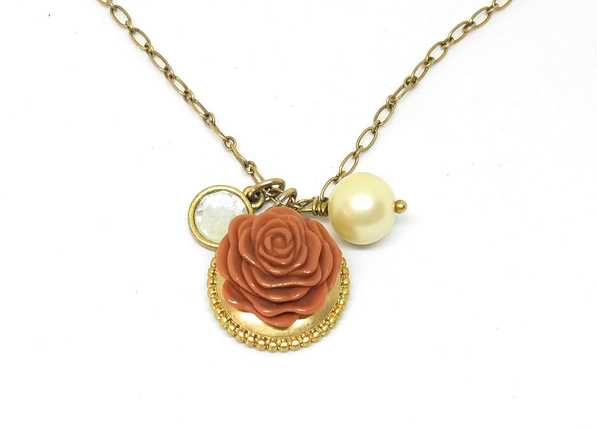 Lia Sophia Gilded Rose Retired Necklace - Vintage Gold Tone Rose Pendant Necklace for Women | Perfect for Parties, Weddings & Special Occasions