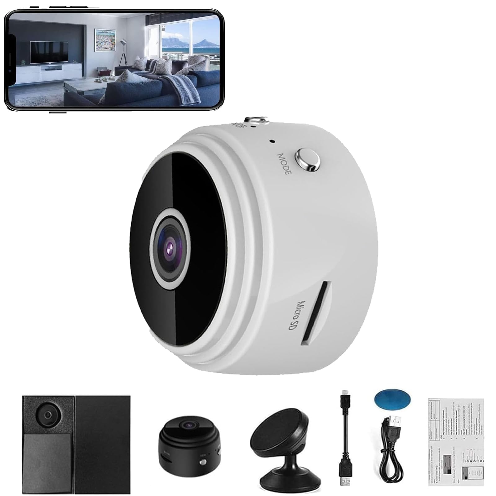 MoliseMeotans Pixielens Pro HD Mini Security Camera - Magnetic Outdoor & Indoor Surveillance Cam for Home, Office, Garage - Weatherproof Night Vision Motion Detection (1 Pack) - Perfect for Baby Monitoring, Pet Watching & Property Protection