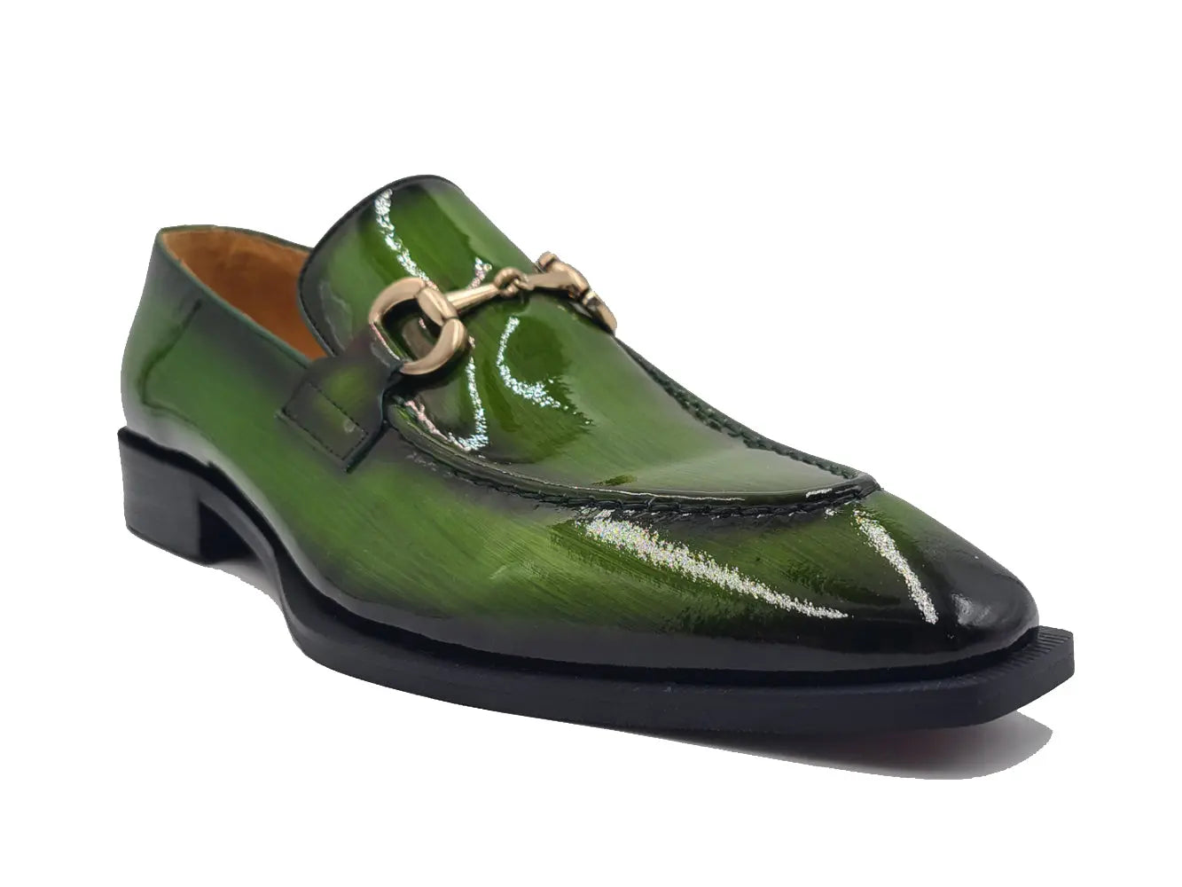 Patent Leather Buckle Loafers for Men - Classic Slip-On Dress Shoes with Metal Buckle Detail - Perfect for Business, Office & Formal Occasions