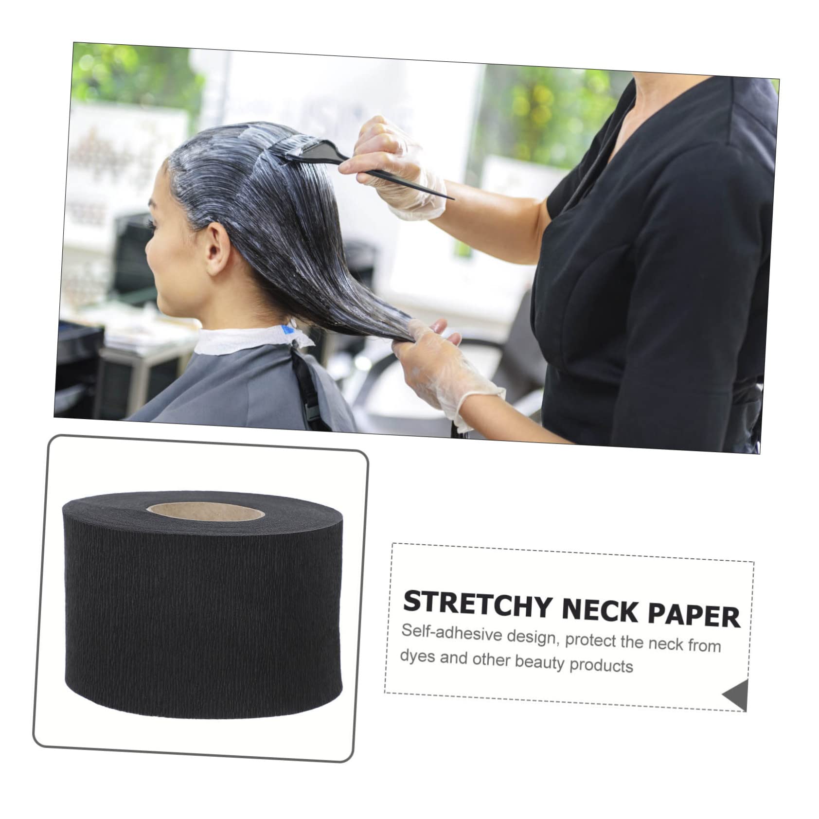 NOLITOY 4 Rolls Barber Neck Strips - Disposable Haircut Neck Paper for Hairdressers & Salons, Black Hair Color Protection Tape | Perfect for Haircuts, Coloring, and Styling Sessions