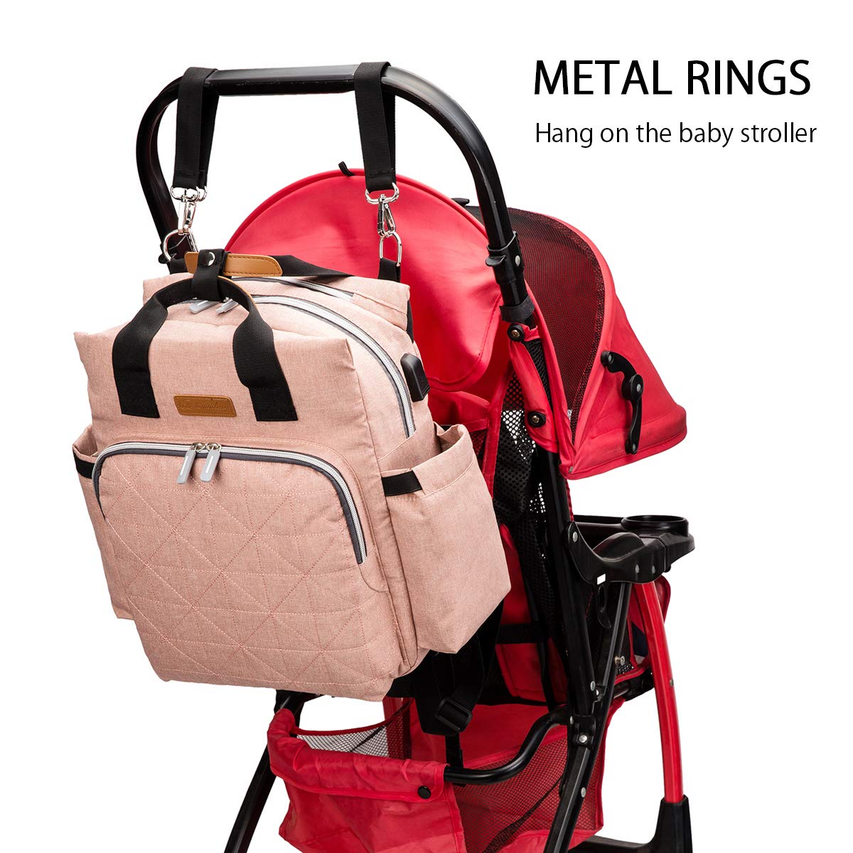 Waterproof Baby Diaper Changing Backpack with Changing Pad - Pink | Stylish Nursery Organizer for Travel, Outings & Daily Use