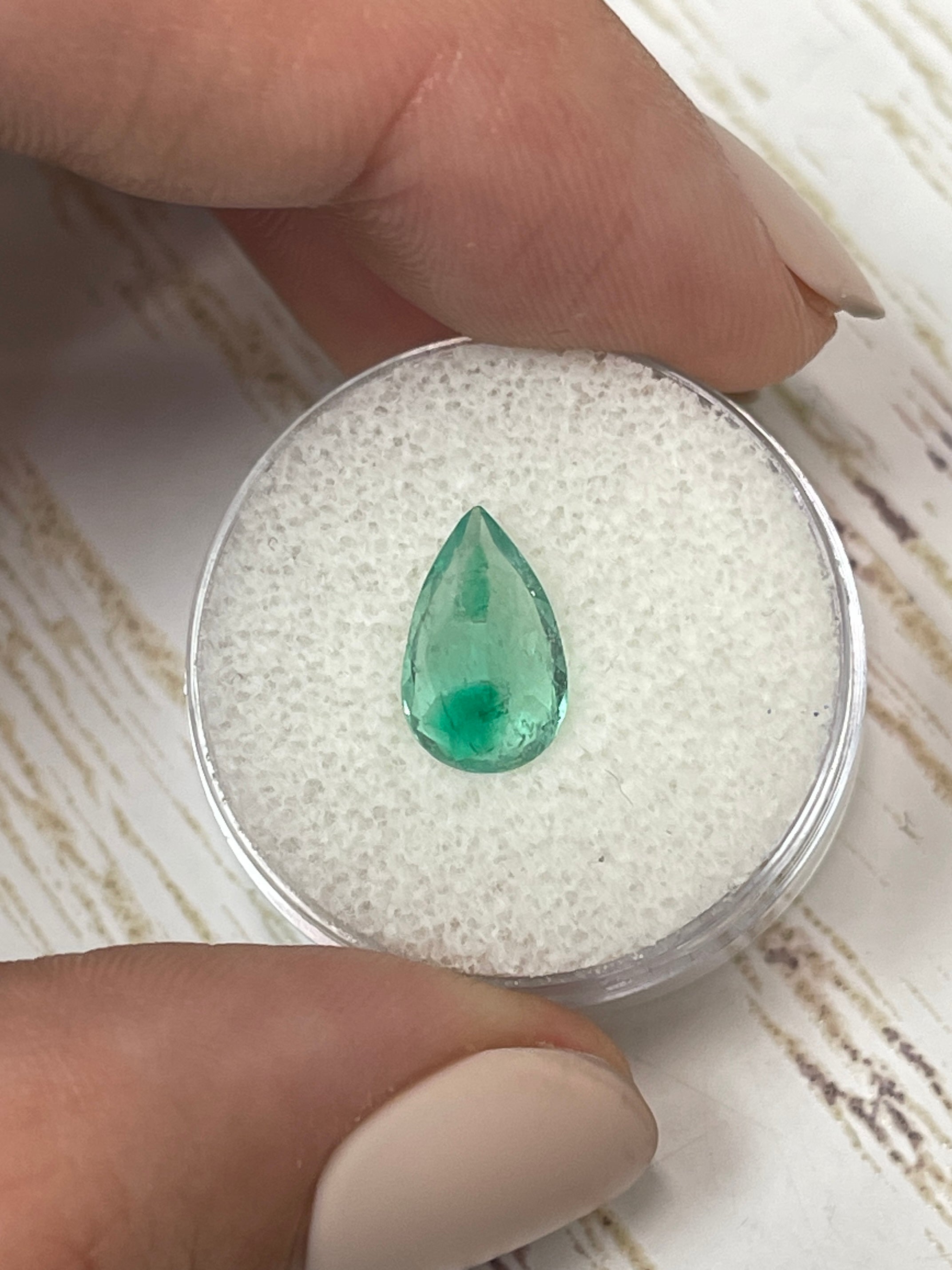 2.10 Carat Bi-Color Green Natural Loose Colombian Emerald Pear Cut Gemstone for Jewelry Making, Engagement Rings & Luxury Gifts