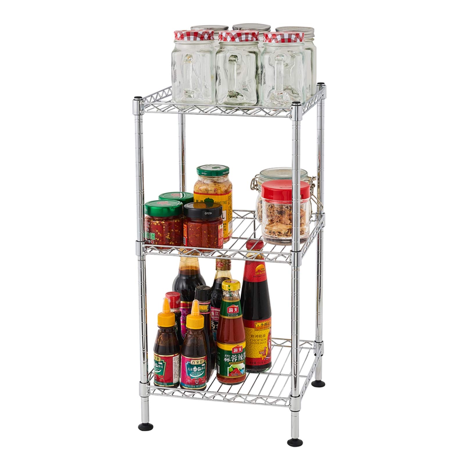 BELANITAS 3-Tier Adjustable Steel Wire Shelving Unit - Heavy Duty Metal Storage Rack for Garage, Kitchen, Pantry, Basement & Living Room - Chrome Finish | Perfect for Organizing Tools, Pantry Items & Home Decor