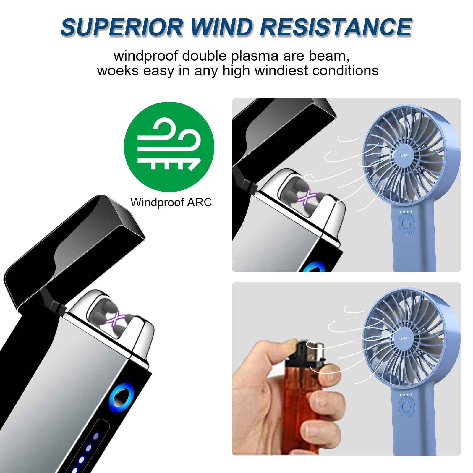 USB Rechargeable Windproof Electric Lighter - Dual Arc Plasma Lighter for Candles, BBQ, Camping & Fireworks | LED Power Display | Perfect for Outdoor Adventures & Emergency Use (Black)
