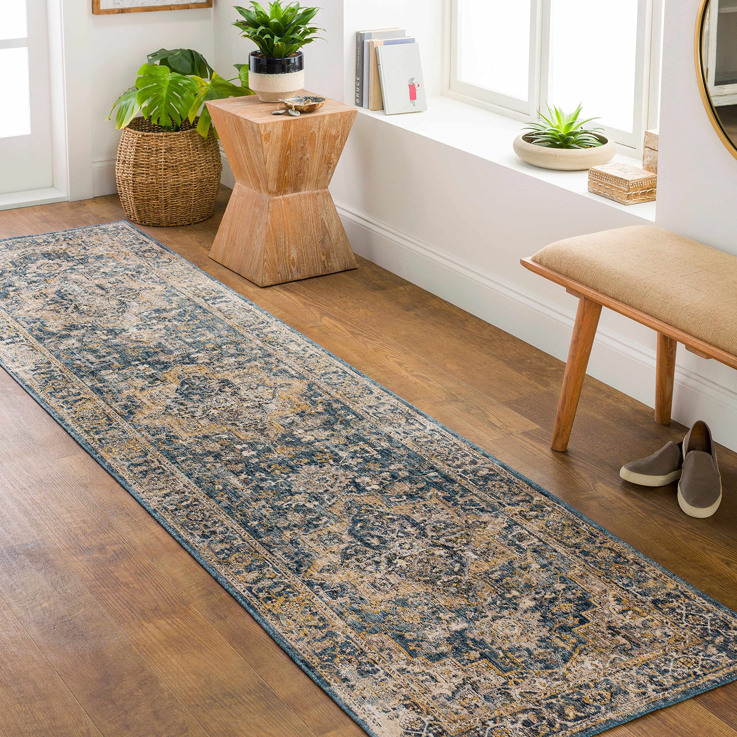 Hauteloom Maco Hallway & Kitchen Runner Rug - Traditional Design in Black, Gray, Beige - 2'7