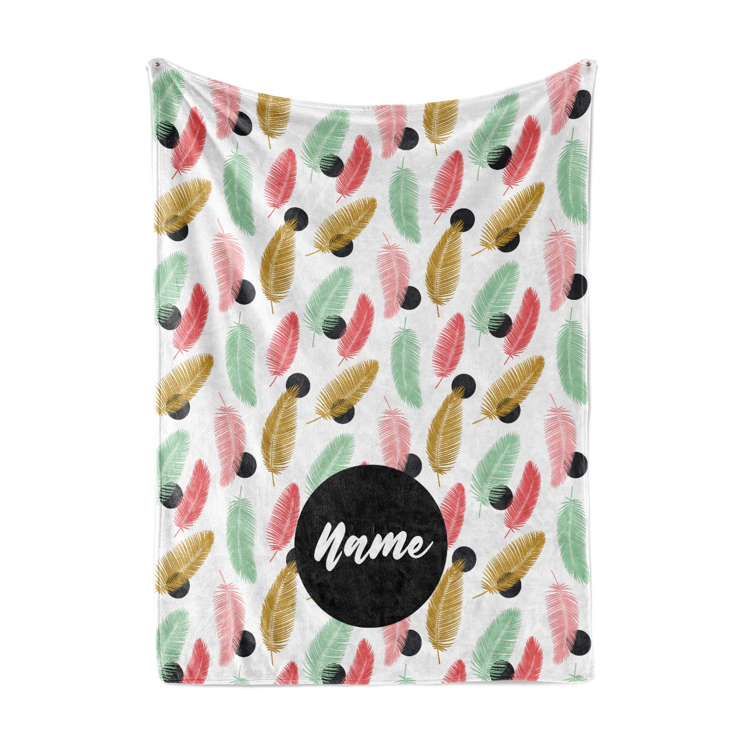 Personalized Corner Feather Pattern Fleece Throw Blanket - Soft Warm Lightweight Blanket Gift for Women, Moms, Daughters & Grandmas - Perfect for Couch, Bed, Sofa & Winter Snuggling