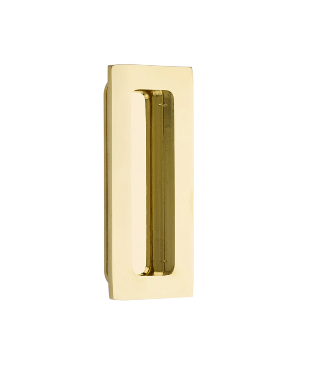 Modern Rectangular Flush Unlacquered Polished Brass Recessed Door Pull - Cabinet Hardware for Kitchen, Bathroom & Furniture - Sleek & Durable Design for Home & Office Use