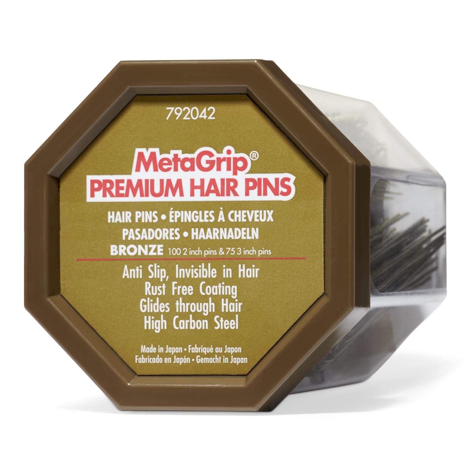 MetaGrip Premium Bronze Hair Pins - 175 Count Pack | Strong Hold Hair Accessories for Women | Perfect for Updos, Braids, Buns & Wedding Hairstyles