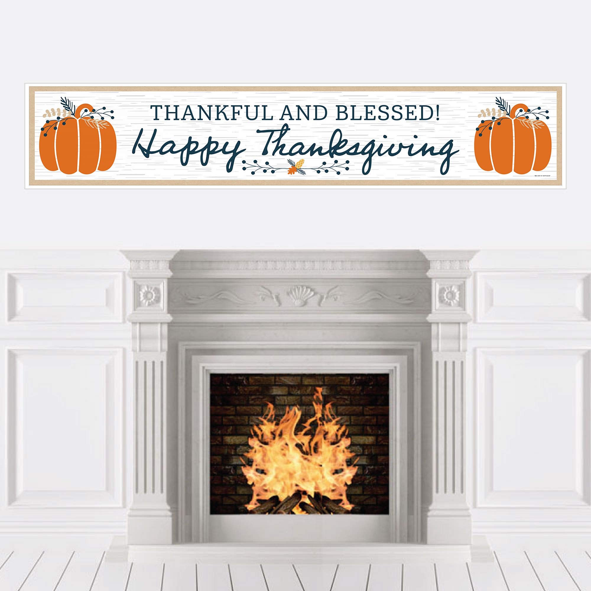 Happy Thanksgiving Party Banner - Big Dot of Happiness Fall Harvest Decorations for Home, Office & Thanksgiving Dinner Decor