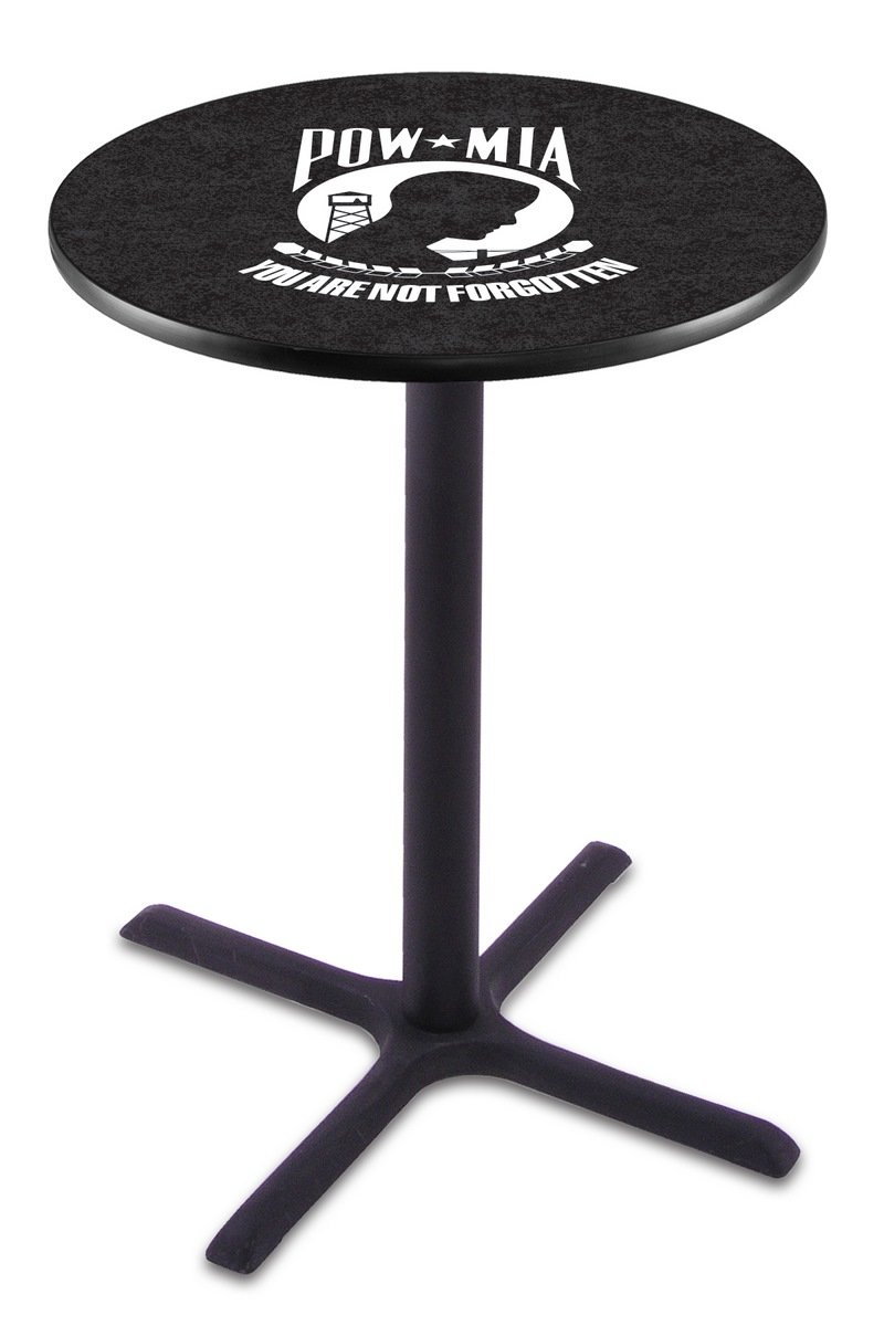 Holland Bar Stool Co. L211 42 Inch Black Wrinkle POW MIA Pub Table - Perfect for Home Bars, Game Rooms & Man Caves
