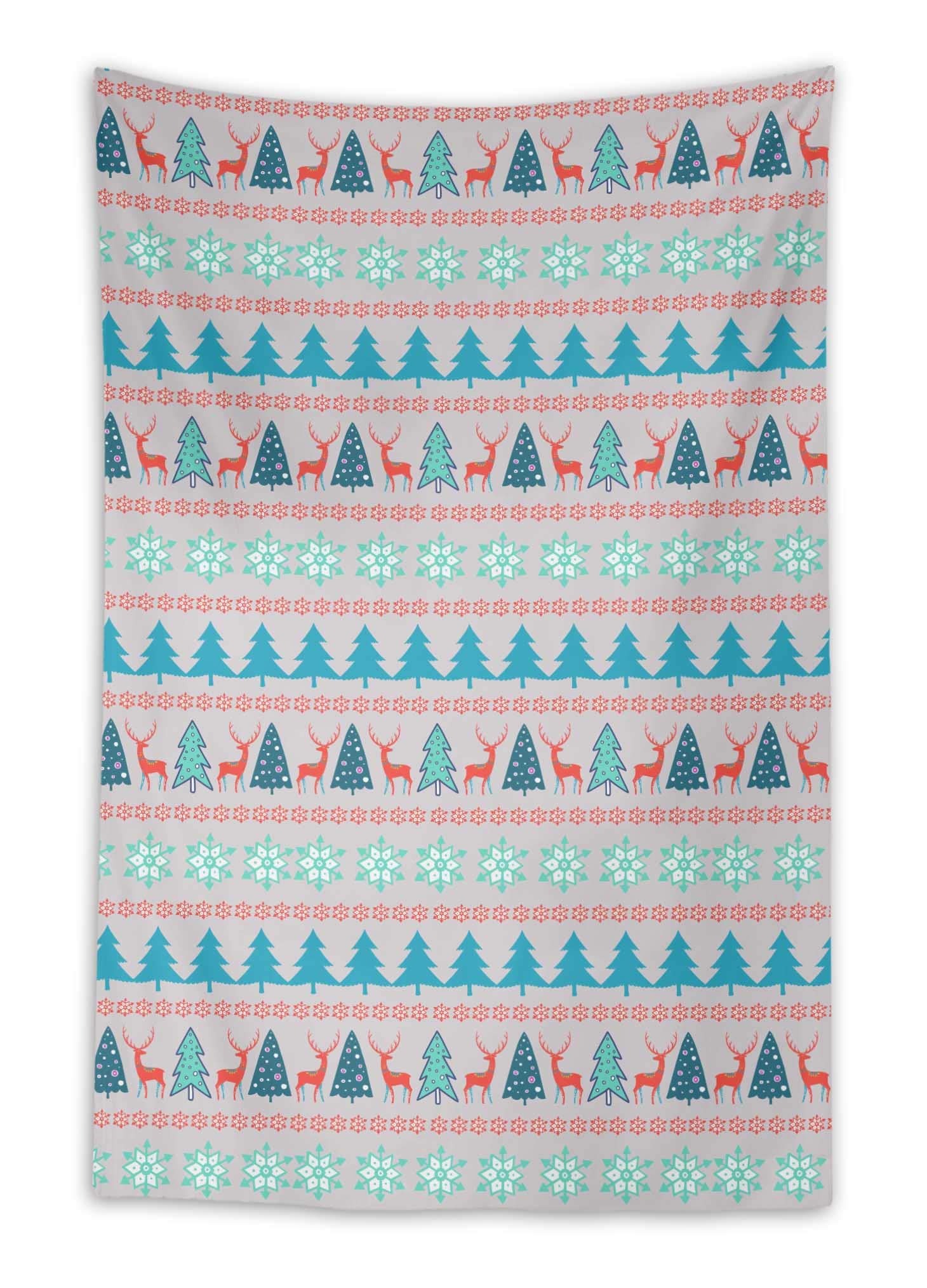 Gray Snowflake & Tree Christmas Printed Tapestry - 58 x 80 Inches Wall Hanging Decor for Dorm, Beach Throw, Holiday Home Decoration | Perfect for Christmas Parties, Bedroom & Living Room