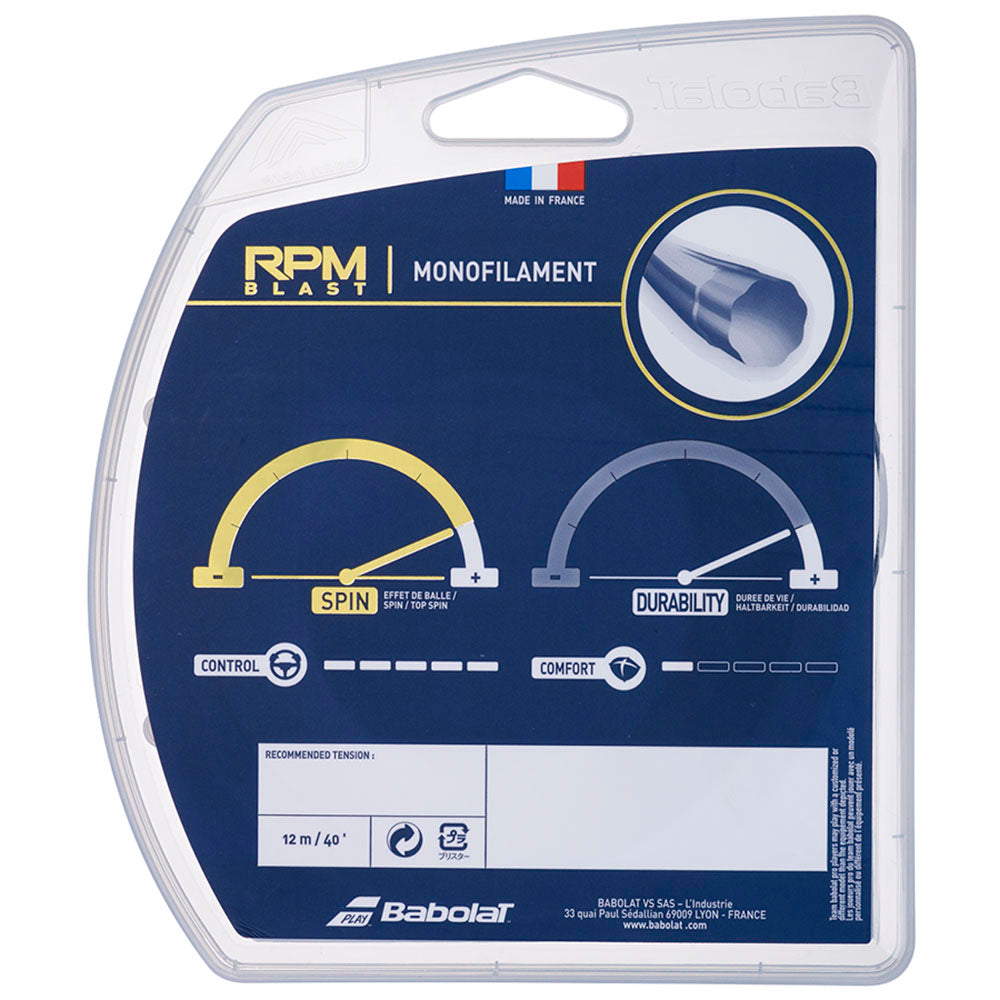 Babolat RPM Blast 16/1.30 Tennis String - Black Polyester Tennis Racket String for Spin & Control - Perfect for Competitive Play & Tournament Matches