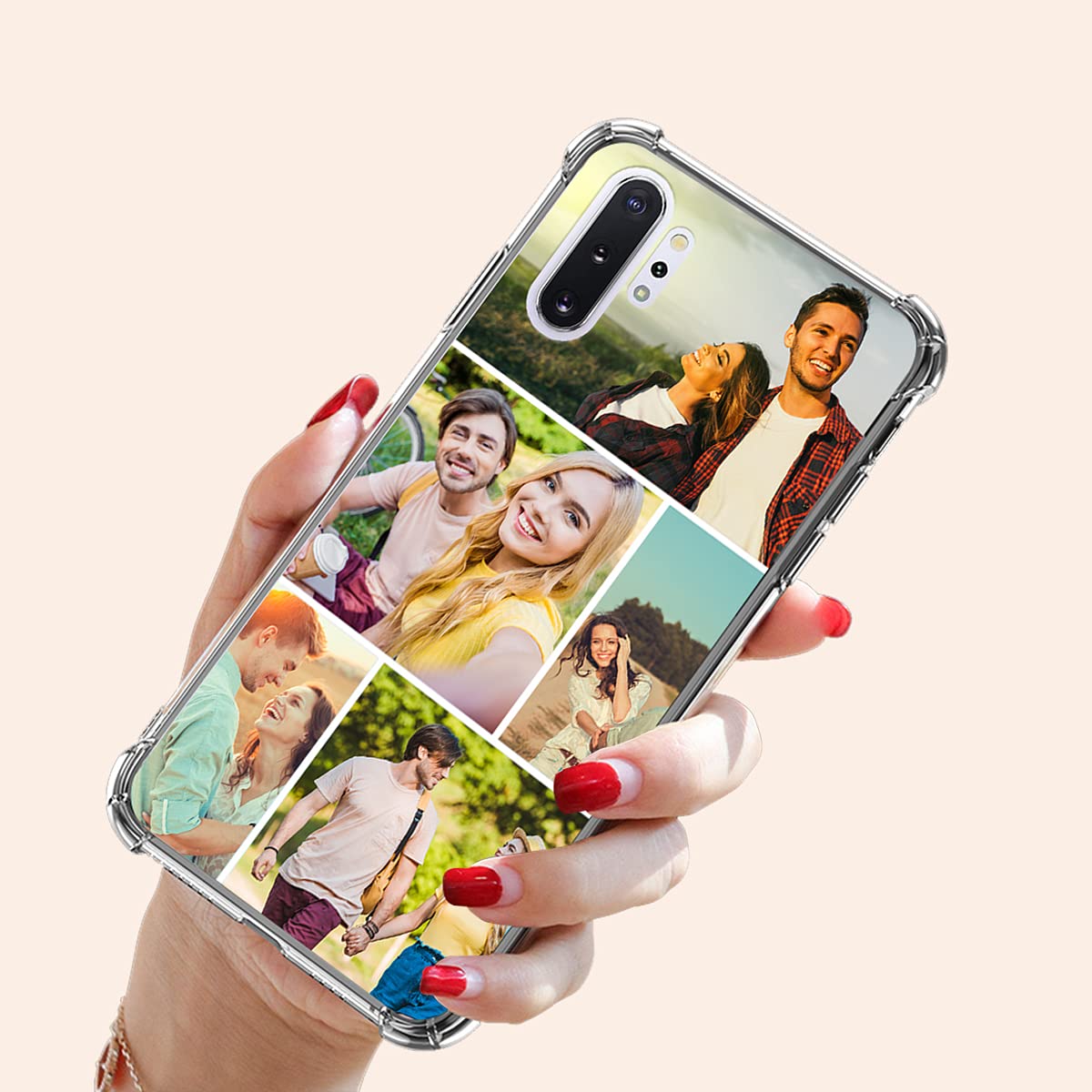 Personalized Samsung Galaxy Note10 Plus Phone Case - Ultra Thin Clear TPU Bumper with Multi-Photo Collage Design | Shock Absorption Protection | Perfect for Travel, Work & Everyday Use