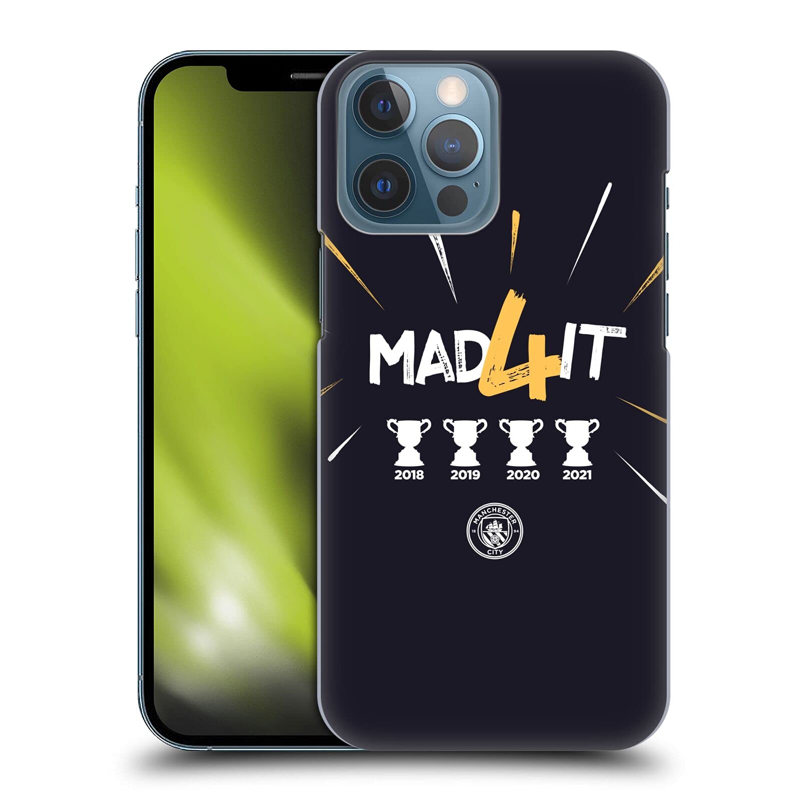 Officially Licensed Manchester City FC 2021 Champions Hard Back Phone Case - Compatible with Apple iPhone 13 Pro Max | Premium Protection for Soccer Fans | Perfect for Match Days & Showing Team Pride