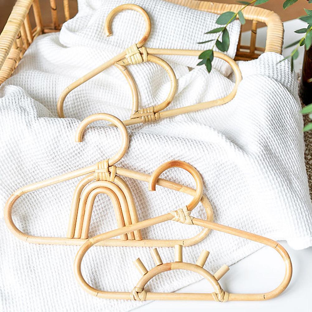 Natural Rattan Baby Clothes Hangers - Eco-Friendly Wooden Hangers for Kids Wardrobe Organization | Perfect for Nursery, Closet & Travel Packing
