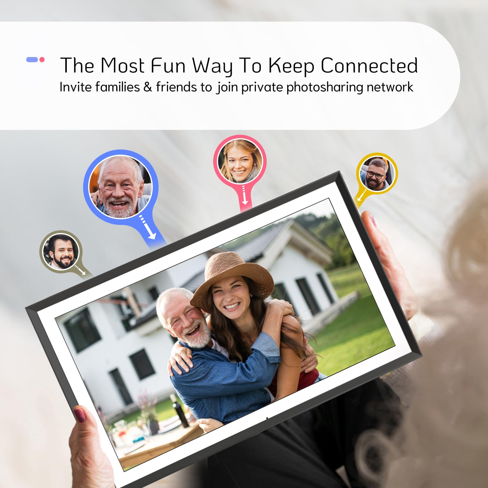 Nexfoto 15.6 Inch FHD Digital Picture Frame - 64GB Storage, WiFi & Remote Control, 1920x1080 IPS Touch Screen - Easy Photo Sharing via App - Perfect Gift for Mom, Dad, Family - Ideal for Home Decor, Office Display & Special Occasions