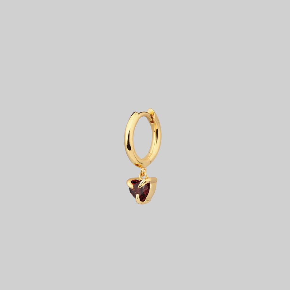 Garnet Dangly Heart Clicker Ring in Gold - Romantic Jewelry for Women | Perfect for Valentine's Day, Anniversary & Date Night Gifts