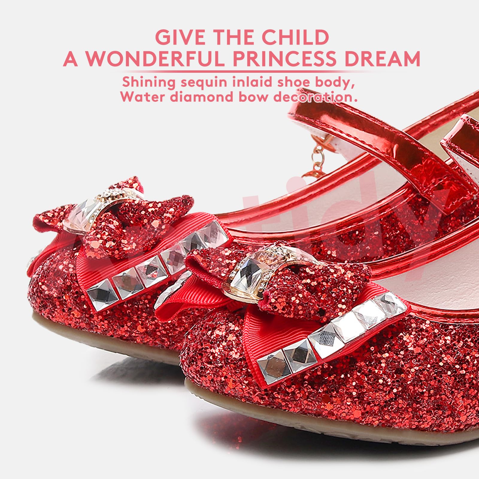 Amtidy Girls Glitter Mary Jane Dress Shoes - Princess Heels for Wedding, Party & Bridesmaids | Comfortable & Stylish Kids' Formal Footwear for Special Occasions