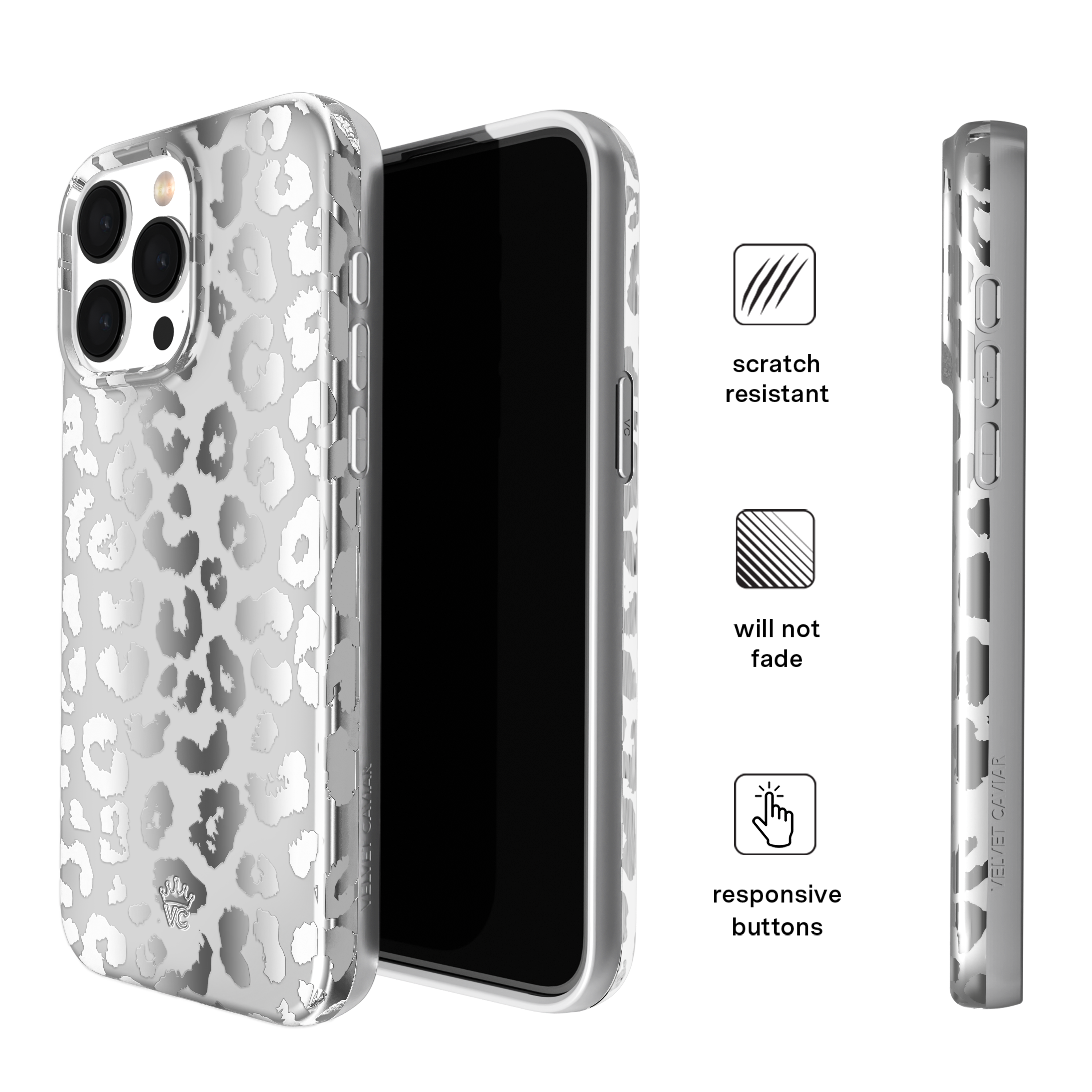 Chrome Leopard Print iPhone Case - Stylish Protective Cover for iPhone 13/14/15 Pro Max - Perfect for Fashion Lovers & Trendy Outfits