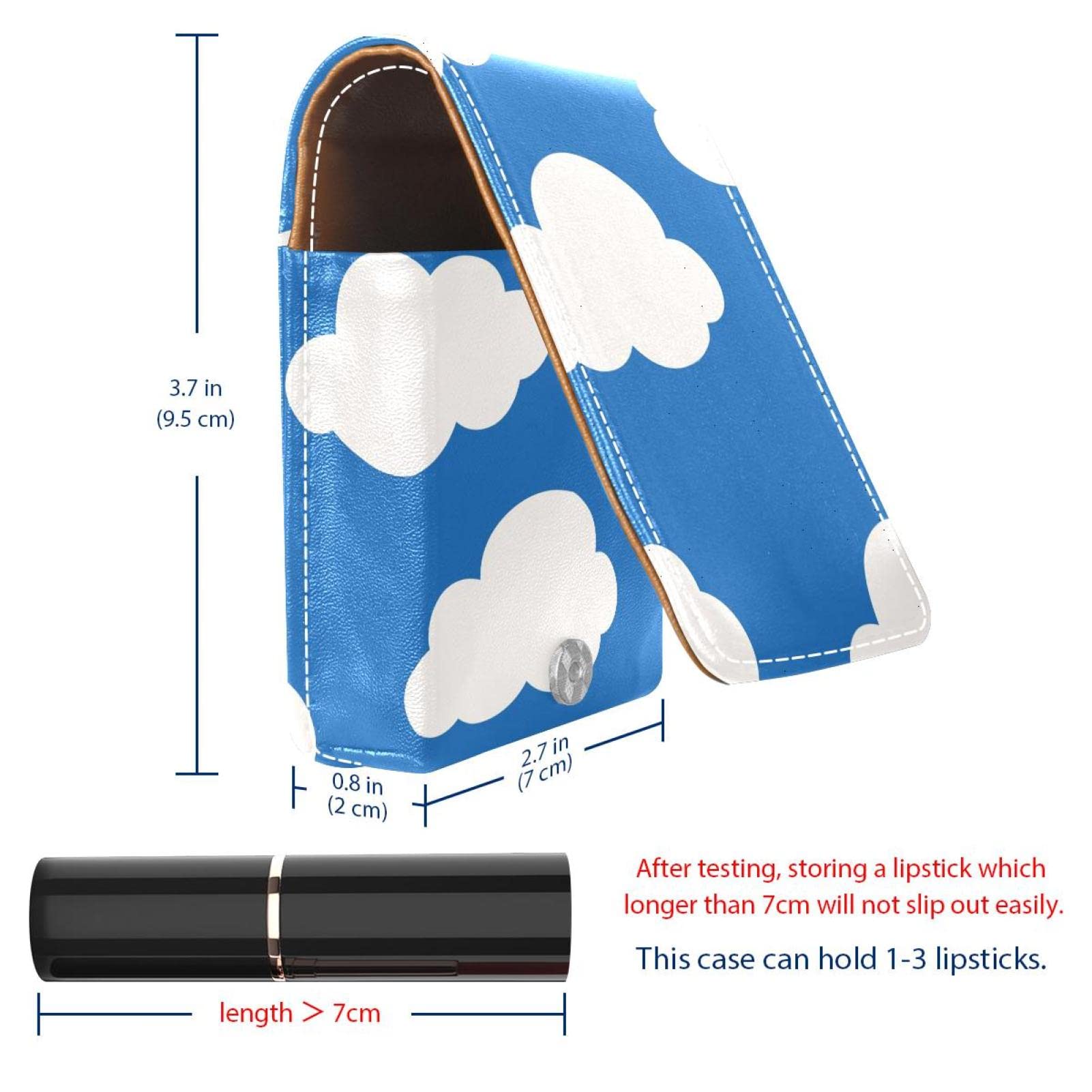 Personalized Lipstick Case - Portable Makeup Bag & Cosmetic Pouch Organizer with White Cloud Blue Background - Perfect for Travel, Daily Use & Gift Giving