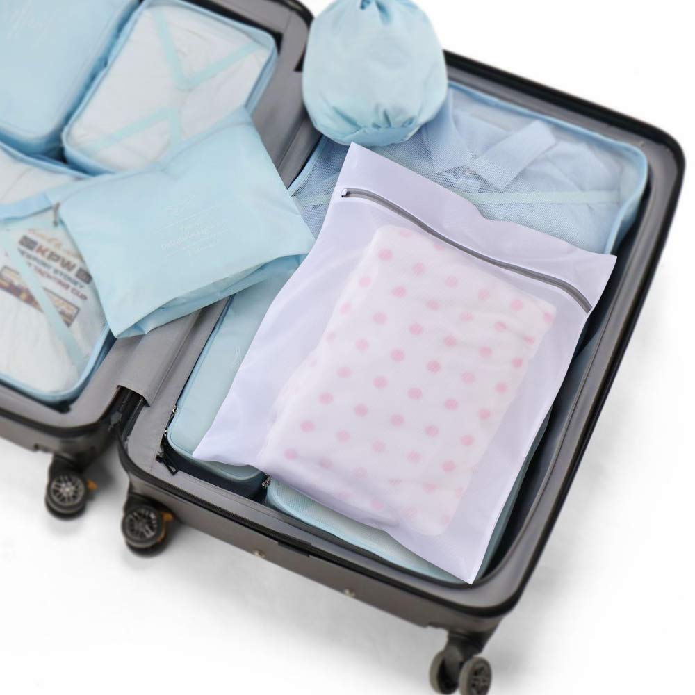 Premium 5-Pack Laundry Bags with Heavy Duty Zipper - Travel Storage Organizer Set (1 Large + 1 Medium + 1 Small + 1 Bra Bag + 1 Shoe Bag) for Clothes, Undergarments & Shoes - Perfect for Travel, Camping, Dorm & Laundry Day Organization