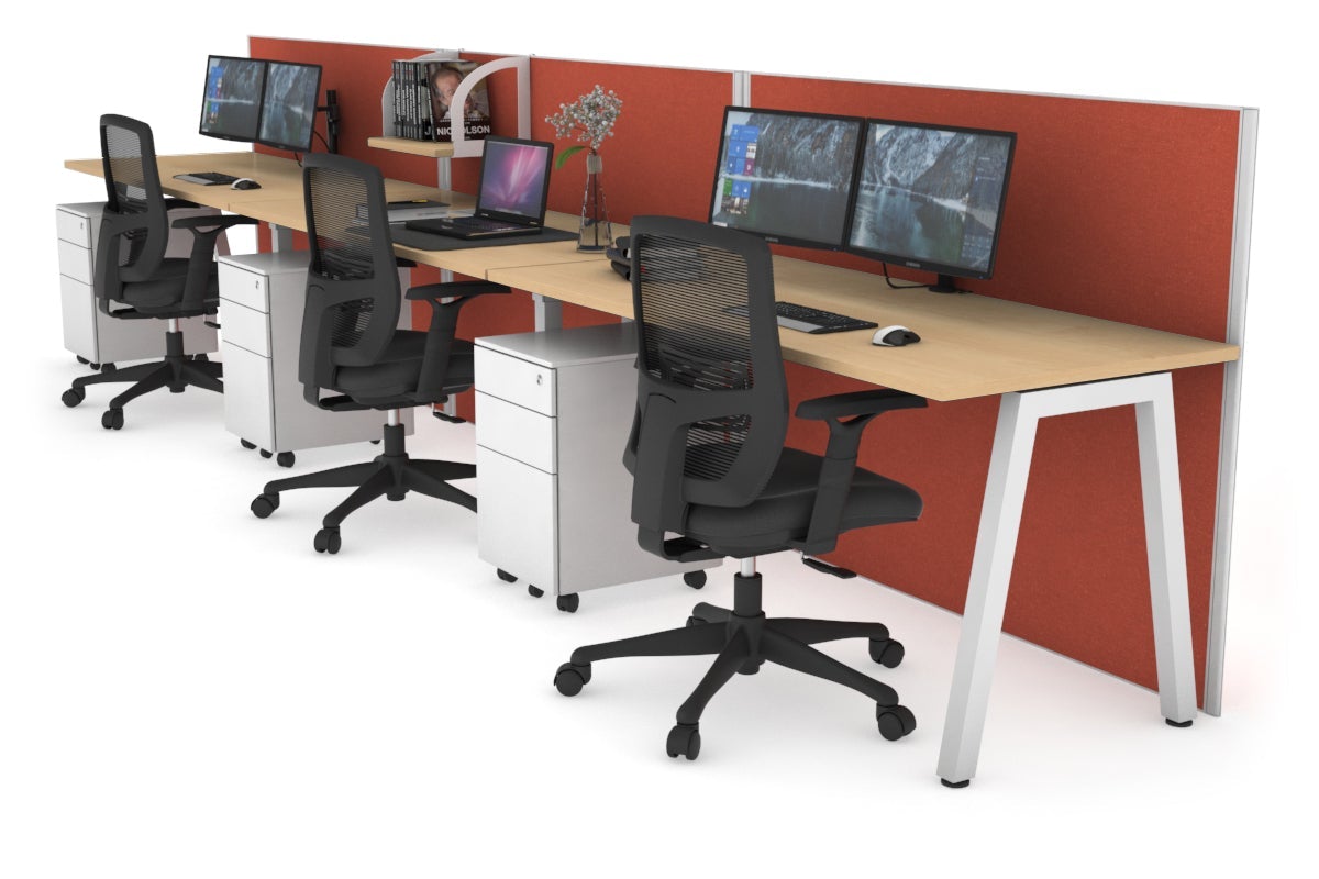 Horizon Quadro 3-Person Office Workstation Desk - 1200L x 700W Large Workspace for Collaborative Teams | Perfect for Shared Office Spaces & Coworking Environments