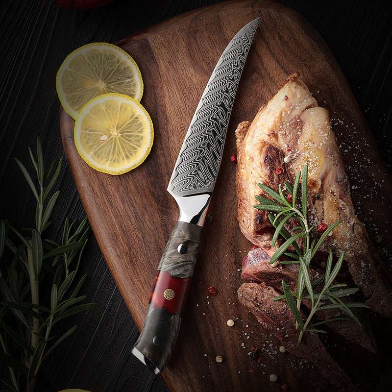 Premium 8-Piece Professional Chef Knife Set with VG10 Stainless Steel Blades & Stained Olive Wood Handles - Includes Protective Sheaths - Perfect for Home Cooking, Professional Kitchens & Culinary Gifts