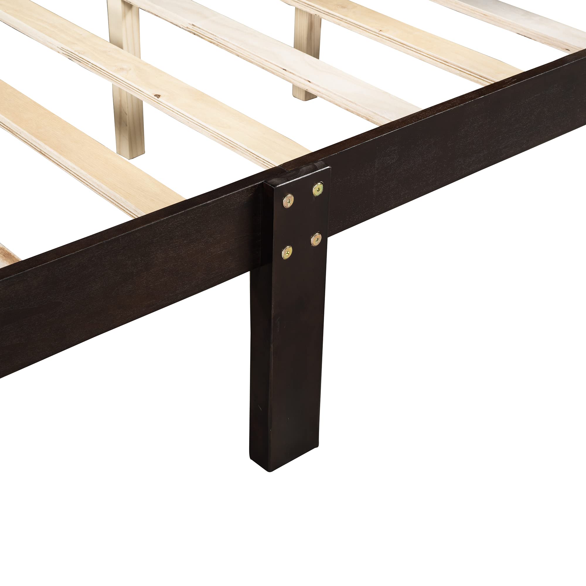 Harper & Bright Designs Solid Wood Queen Platform Bed Frame with Headboard & Footboard - Sleigh Style Bed with Wood Slat Support, Heavy Duty & Noise Free (Queen Size, Espresso Finish) - Perfect for Master Bedroom, Guest Room & Modern Farmhouse Decor