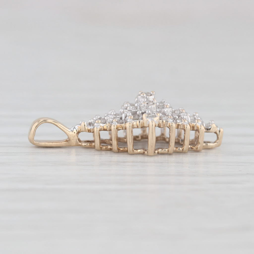 0.25ctw Diamond Cluster Pendant Necklace - 10k Yellow & White Gold Drop Pendant for Women - Perfect for Anniversary, Birthday & Valentine's Day Gifts