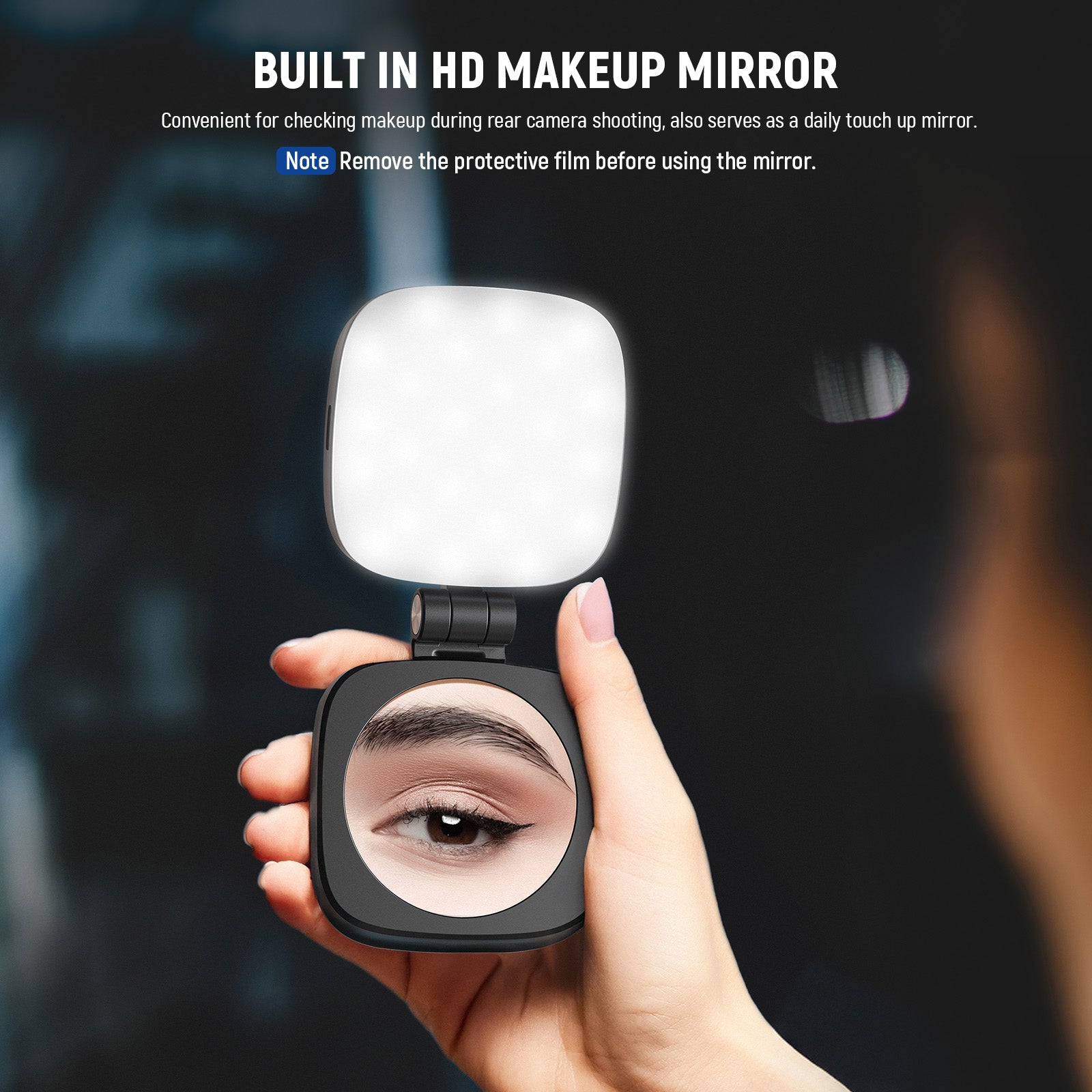 NEEWER BASICS NL48B Magnetic Selfie Light with Stand & Mirror - Perfect for Vlogging, TikTok Videos, and Nighttime Selfies