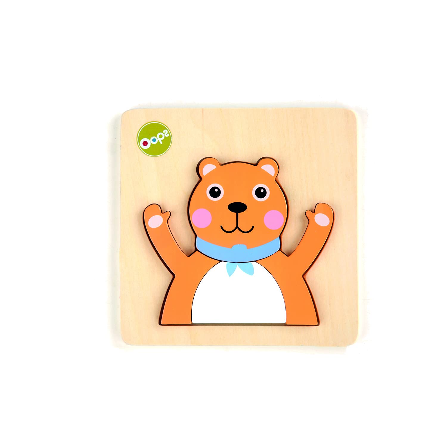 Oops Toddler Puzzle Build & Match - Wooden Bear Shape Educational Toy for Kids Ages 2-4 | Early Learning Montessori Activity for Preschool & Daycare