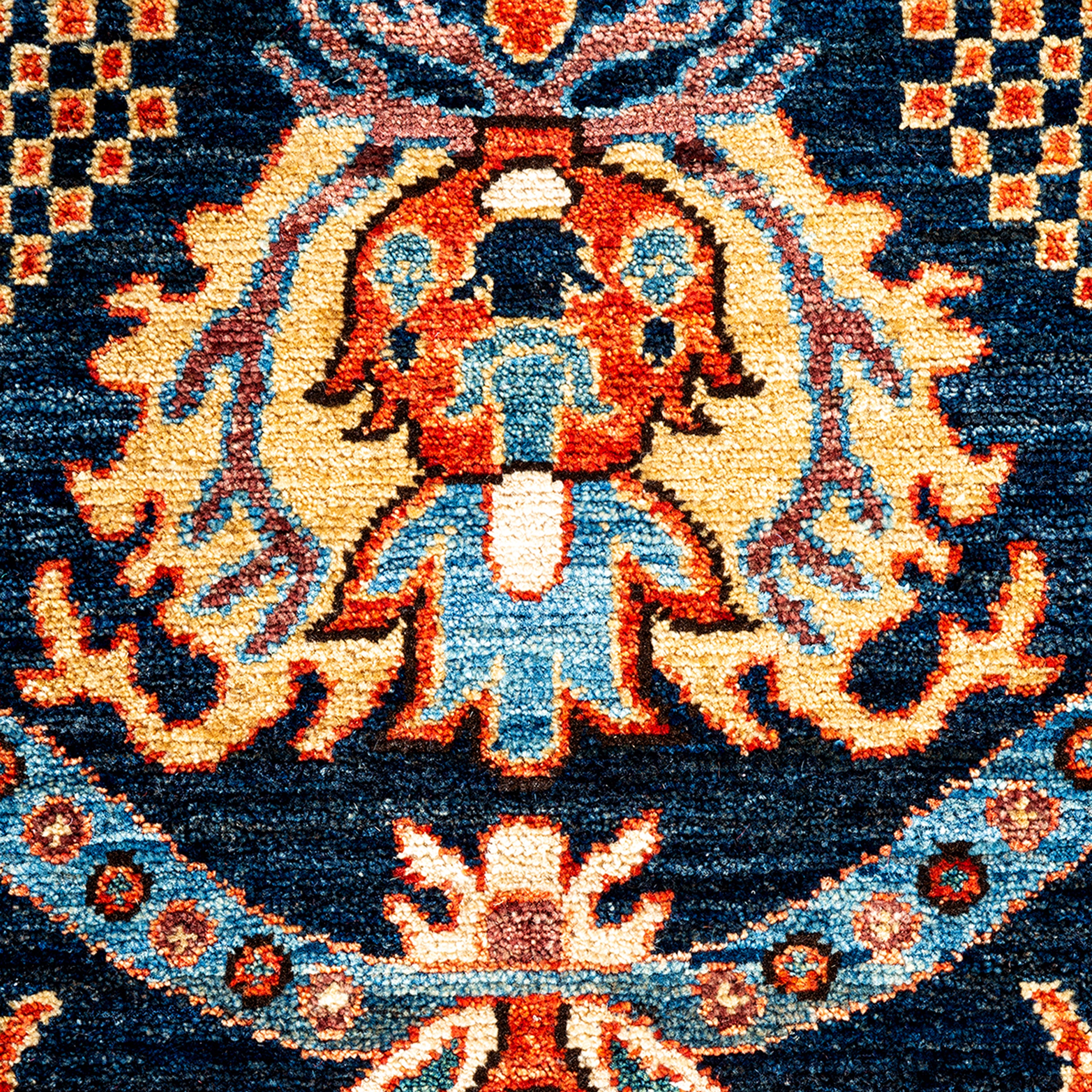 Blue & Red Traditional Serapi Wool Rug 6' x 9'9 - Authentic Persian Style Handmade Area Rug for Living Room, Bedroom & Home Decor