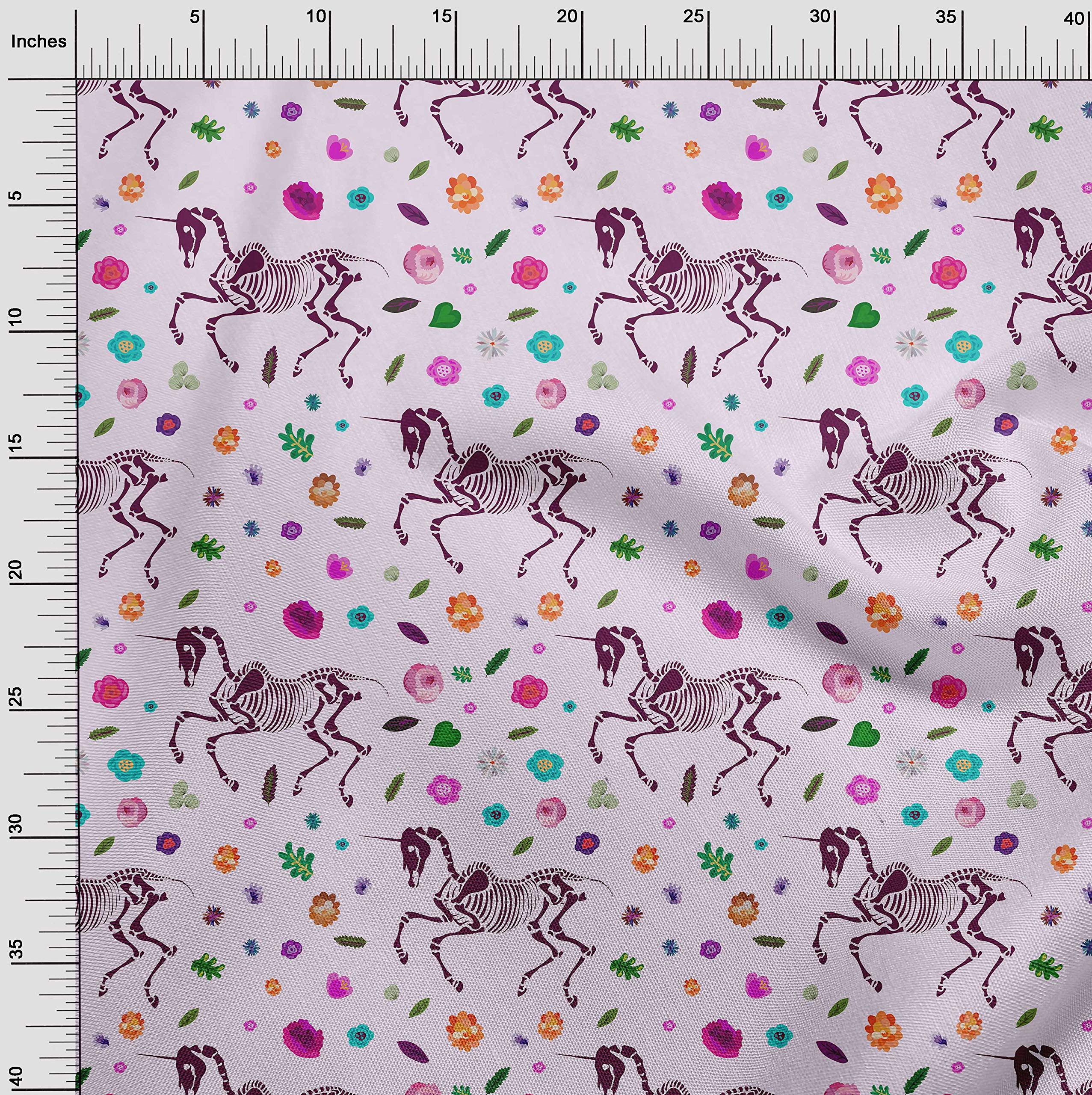 oneOone Cotton Flex Pink Skull Print Fabric by The Yard - 40 Inch Wide Soft Stretchy Material for DIY Dresses, Skirts & Costumes | Perfect for Halloween, Cosplay & Fashion Sewing Projects