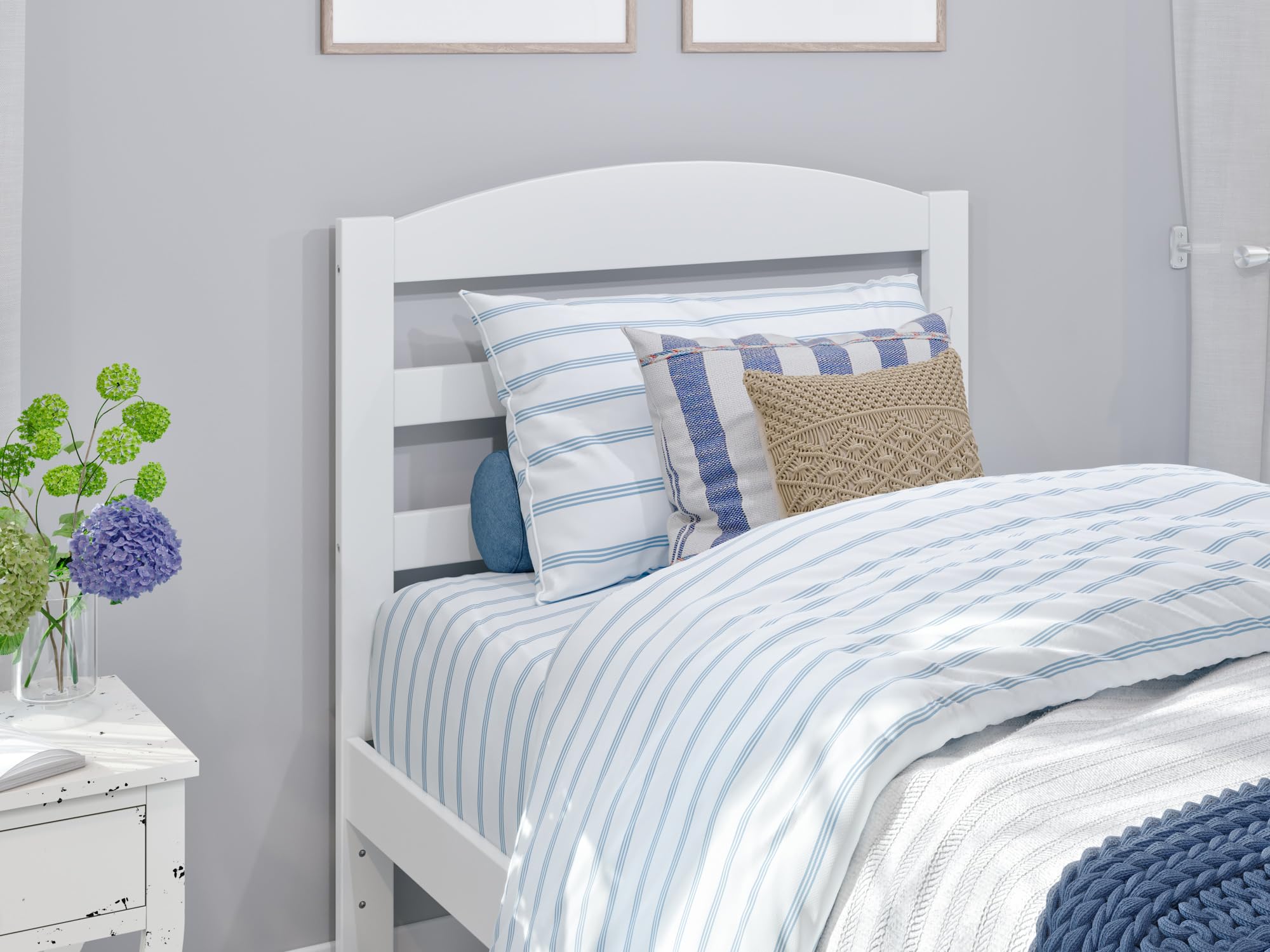 AFI Warren Twin Size Platform Bed with USB Charging Station - White Wooden Frame for Small Spaces, Kids & Teens Bedroom, Dorm Room, Guest Room