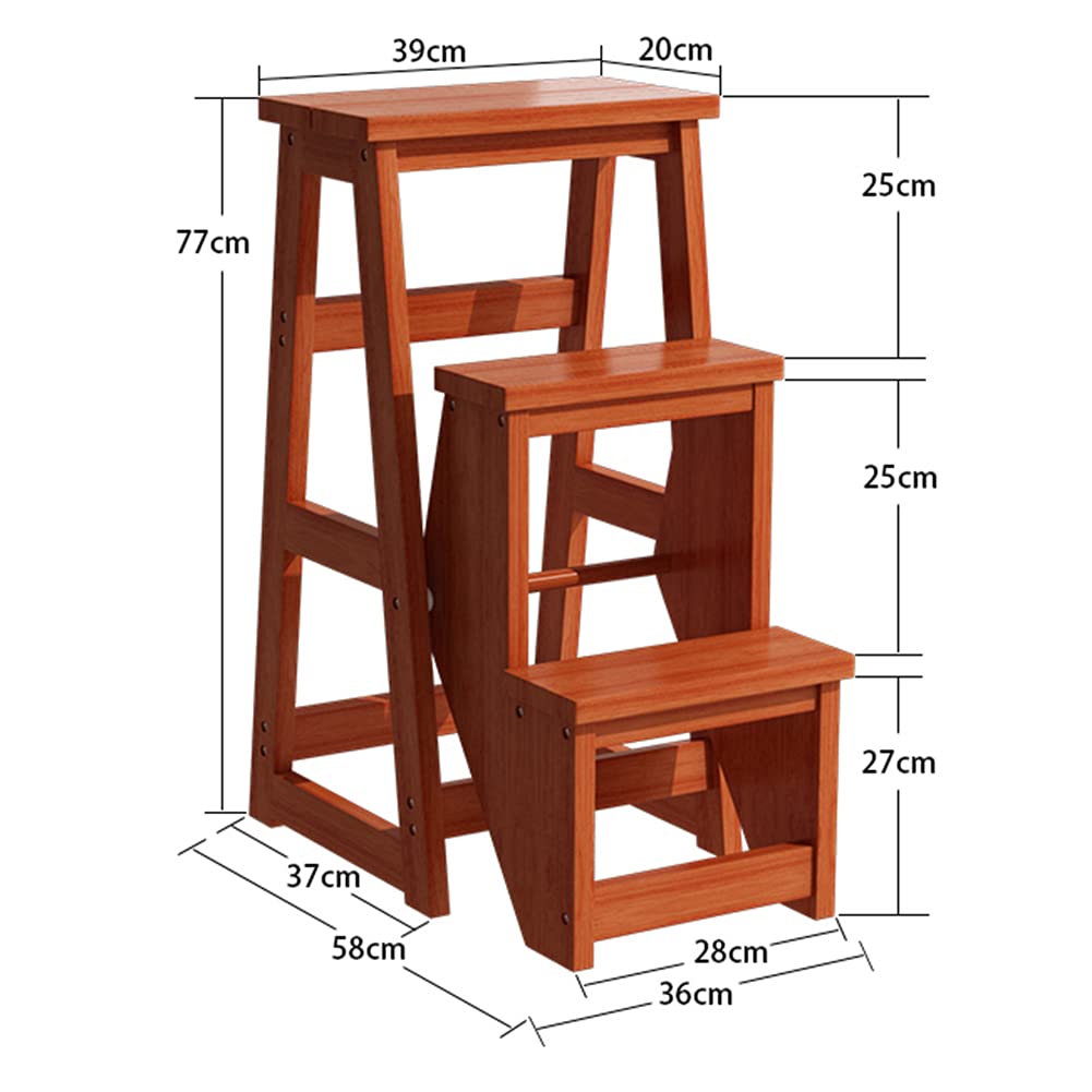 FADUNI Modern Multifunctional Wooden Folding Step Stool - Indoor Climbing Stool, Library Ladder Chair, Space-Saving Furniture for Home, Kitchen, and Office Use