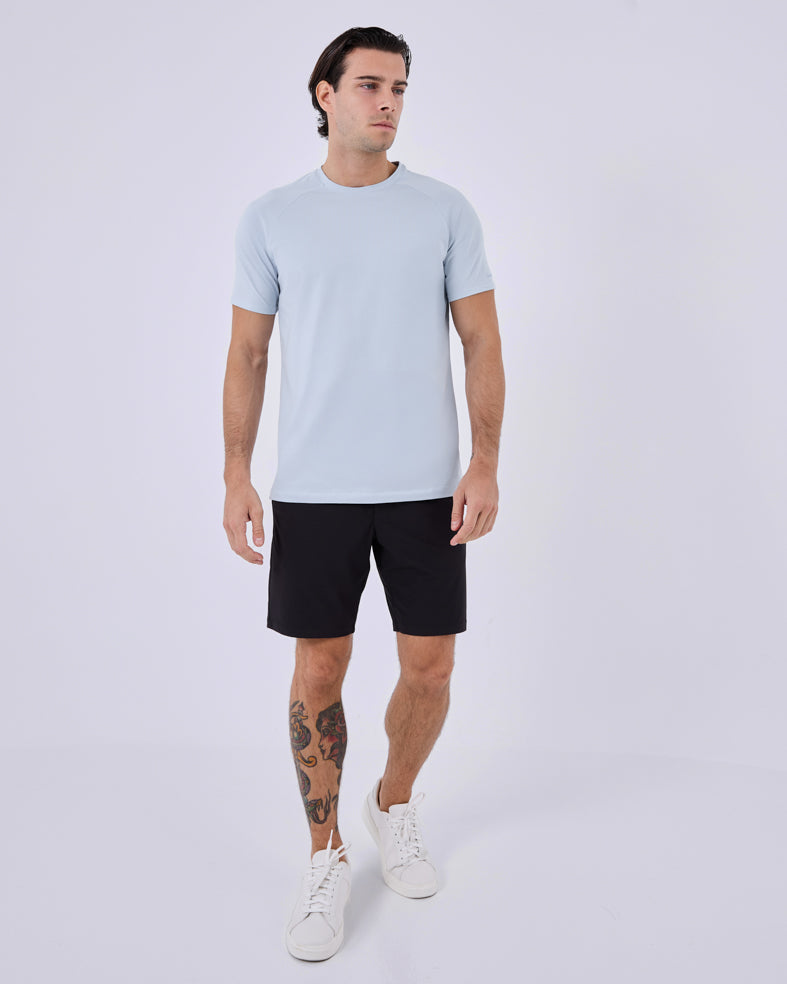 Premium Men's Essential T-Shirt - Soft Cotton Crew Neck Tee in Blue Mist | Casual Wear, Layering & Everyday Comfort
