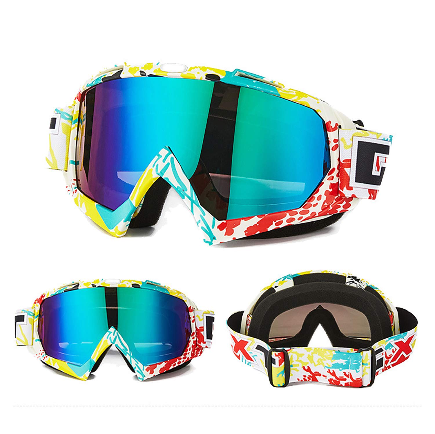 Motocross ATV Goggles - UV Protection Anti-Scratch Dustproof Safety Glasses for Dirt Bike, Off-Road Motorcycle & Cycling - Red/Yellow/White-Tinted KG29 (Medium) - Perfect for Racing, Skiing & Extreme Sports