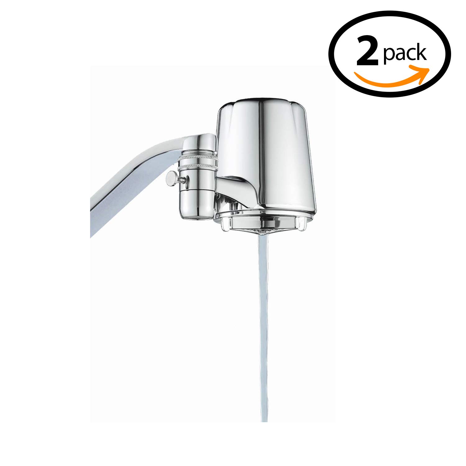 Culligan FM-25 Advanced Faucet Water Filter with Chrome Finish - 2 Pack | Removes Impurities for Cleaner Drinking & Cooking Water | Perfect for Kitchen Sink, RV, and Office Use