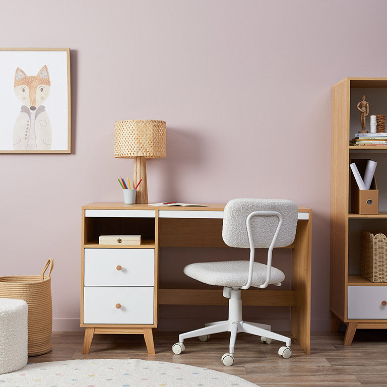 Modern Aspen Wood Desk in White & Natural Finish - Perfect for Home Office, Study Room & Workspace Decor