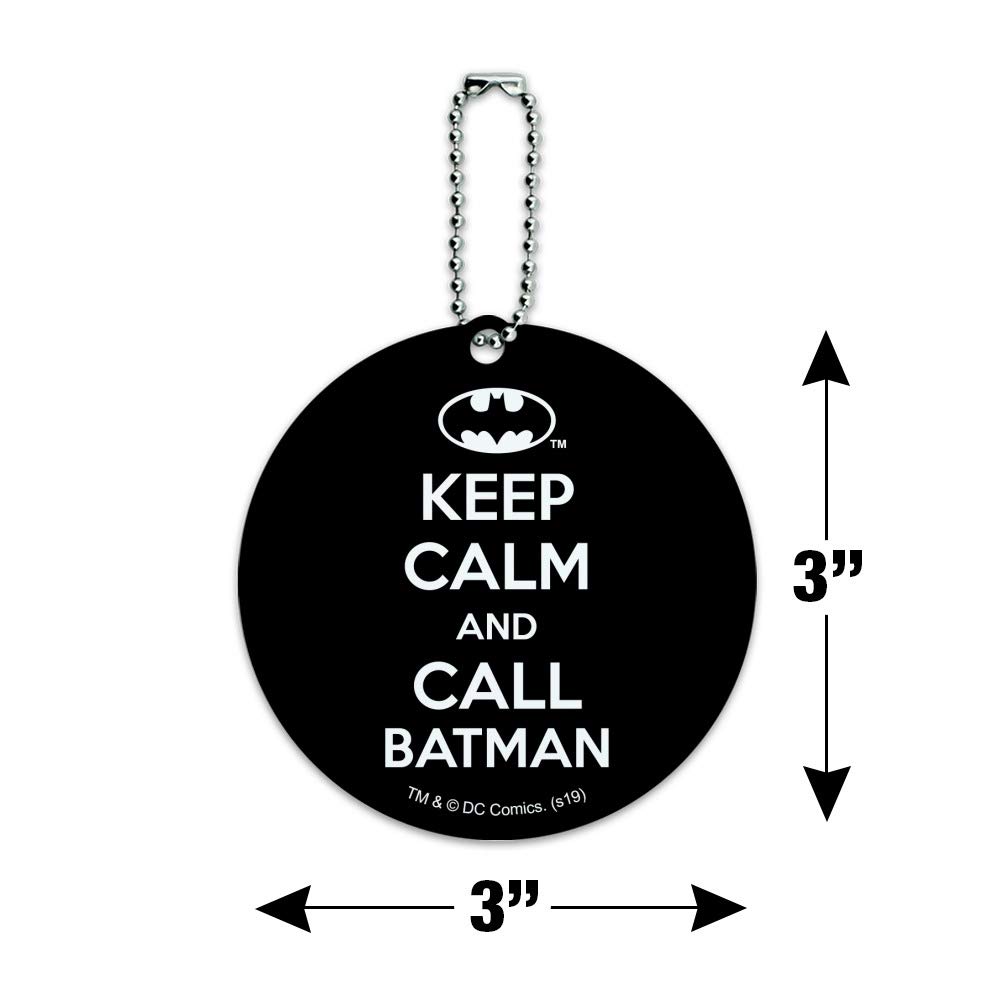 Batman Keep Calm and Call Round Luggage ID Tag - Durable Suitcase Identification Card for Carry-On Bags - Perfect for Travel, Business Trips & Vacation