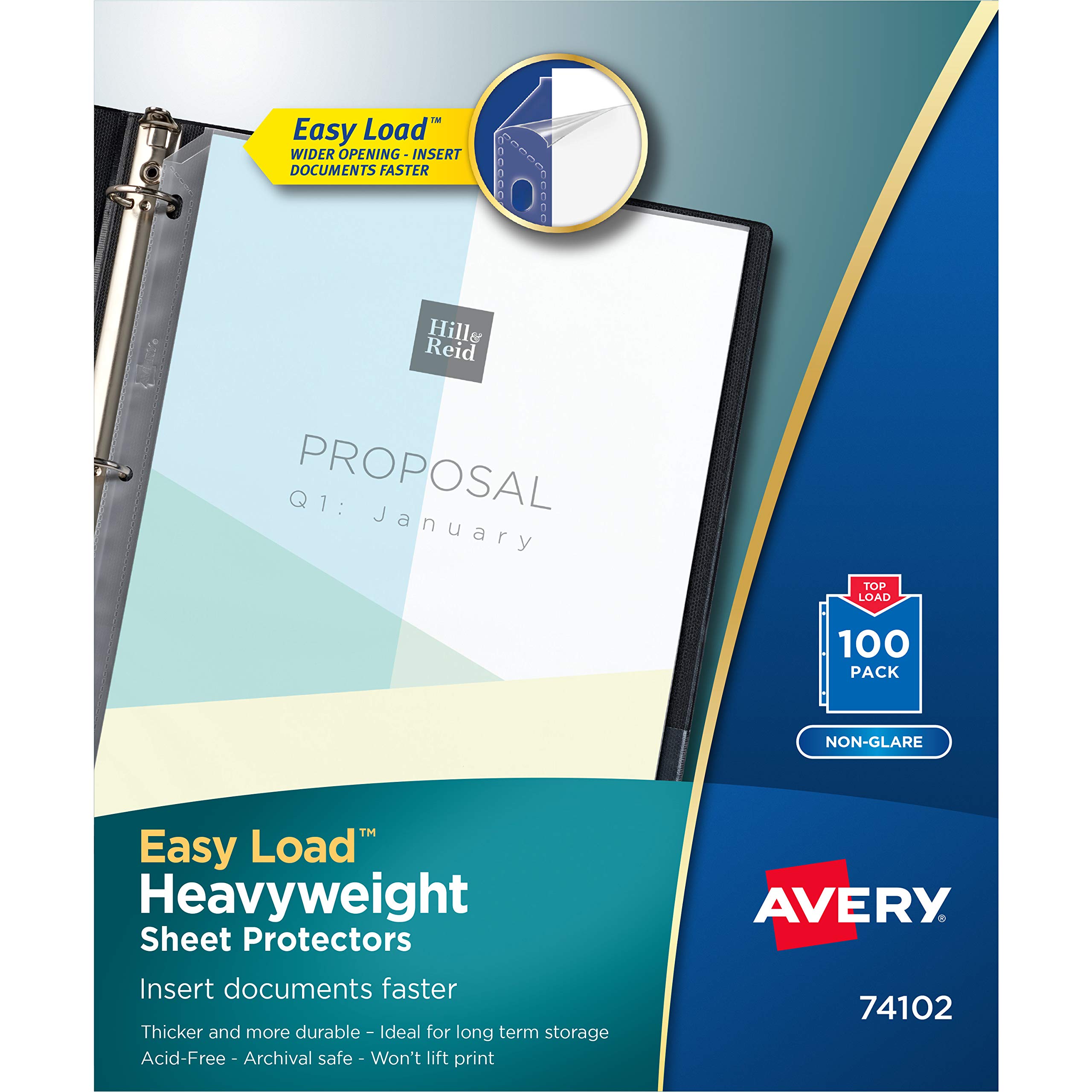 Avery Non-Glare Heavyweight Sheet Protectors - 100 Pack (5 Case Pack) for Presentations, Reports & Document Protection - 74102