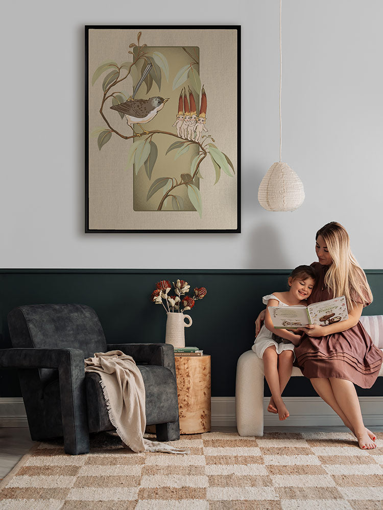 Native Fuchsia Babies Olive Green Canvas Art Print - Beautiful Wall Decor for Nursery, Bedroom & Living Room