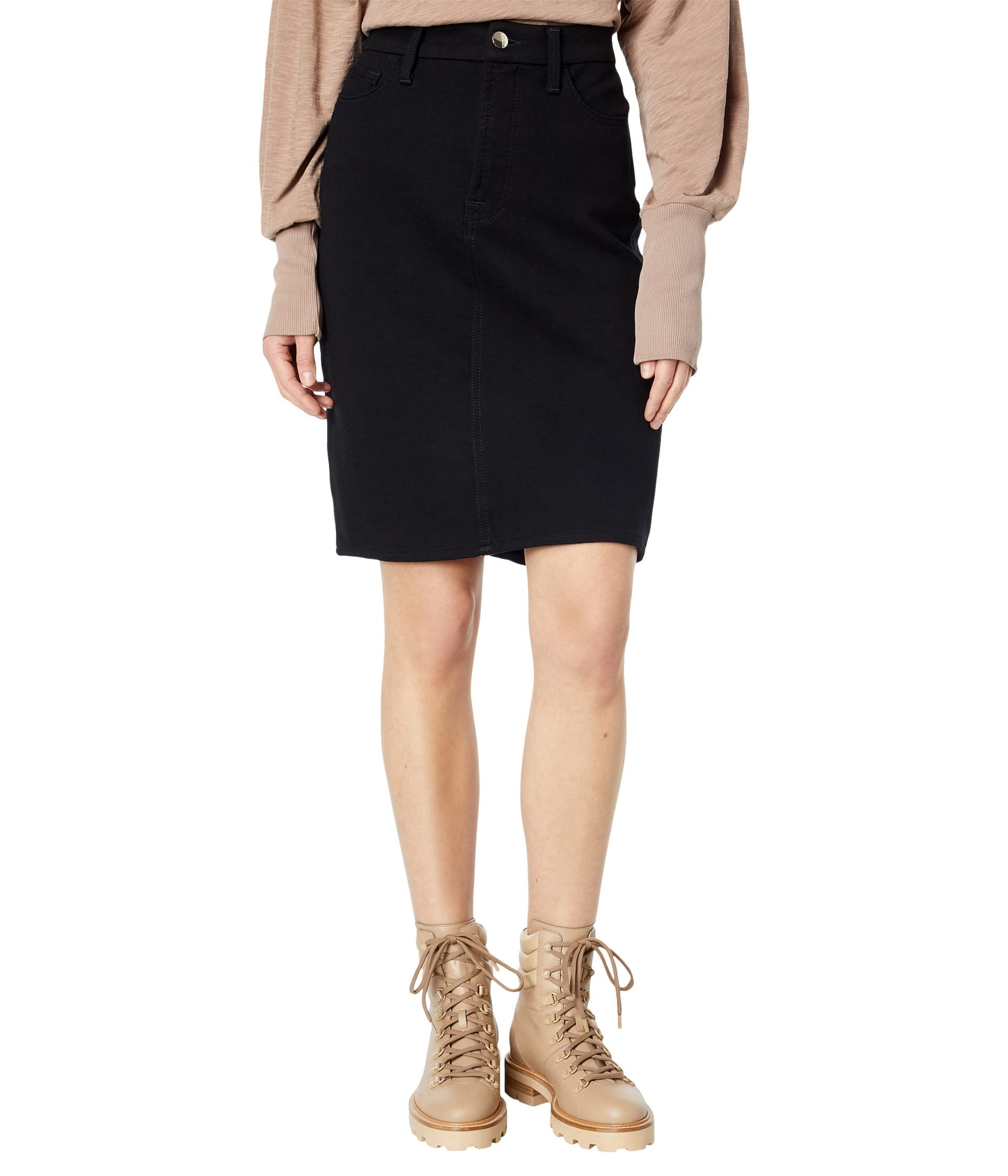 Jen7 Ponte Pencil Skirt for Women - Stretchy Black Ponte Fabric, High Waist Slim Fit Office Skirt - Perfect for Work, Business Meetings & Formal Events