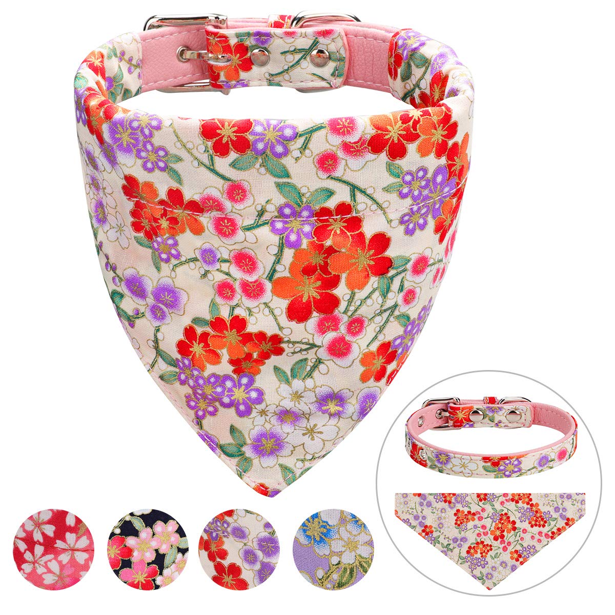 Vaburs Adjustable Dog Collar with Bandana - Soft & Stylish Pet Collar for Small, Medium, Large Dogs - Perfect for Daily Walks, Training & Grooming (Size S, Pink)