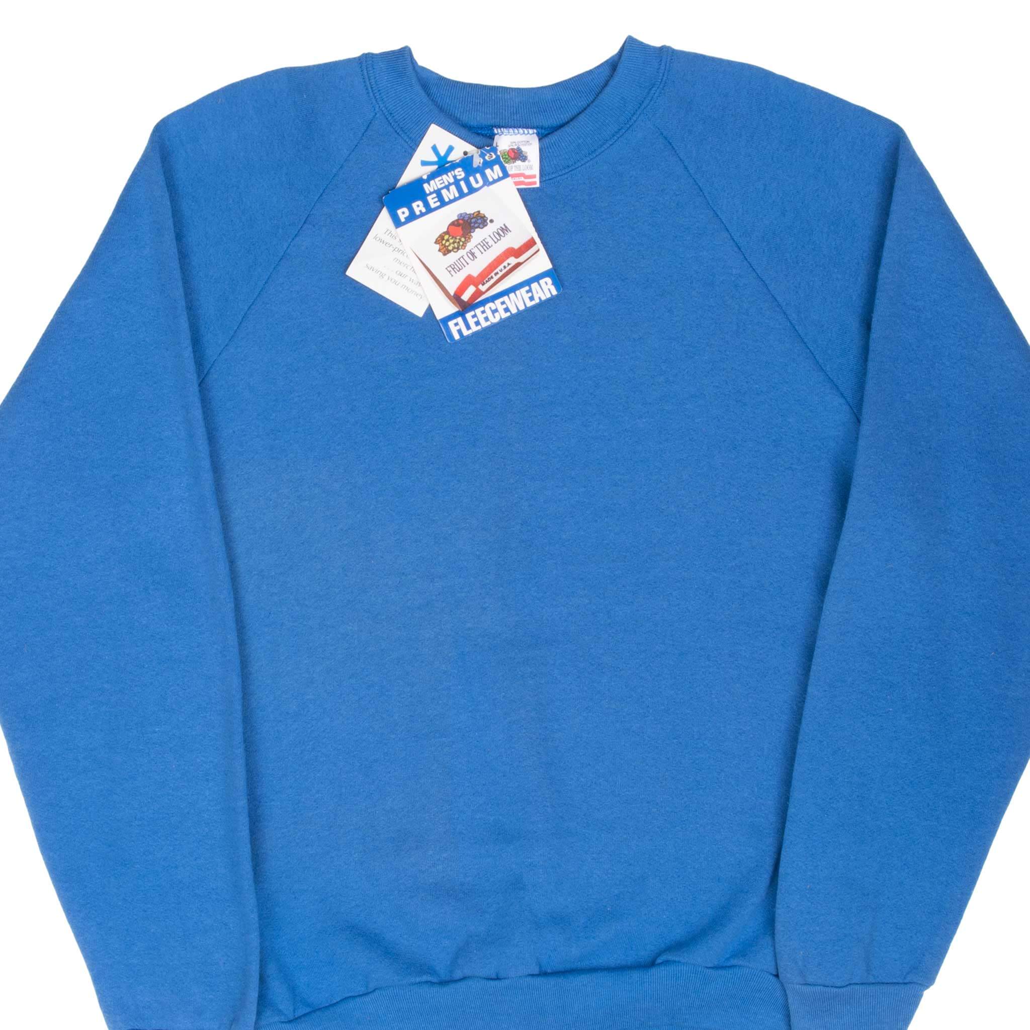 Vintage Fruit of the Loom Blue Crewneck Sweatshirt - 1990s Large Size Deadstock - Retro Casual Wear for Men & Women