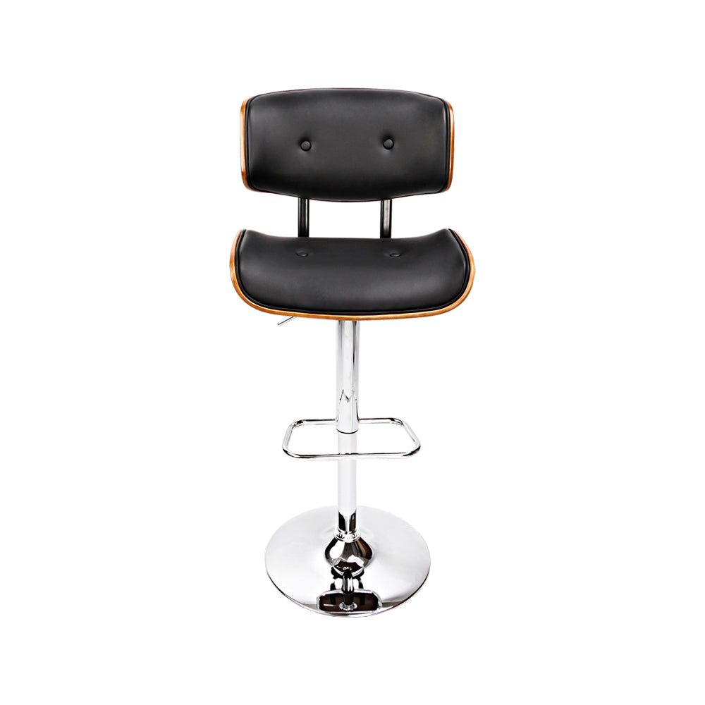 Adjustable Height 2-Pack Black Leather Bar Stools with Gas Lift Mechanism - Perfect for Kitchen Islands, Bars, and Home Decor